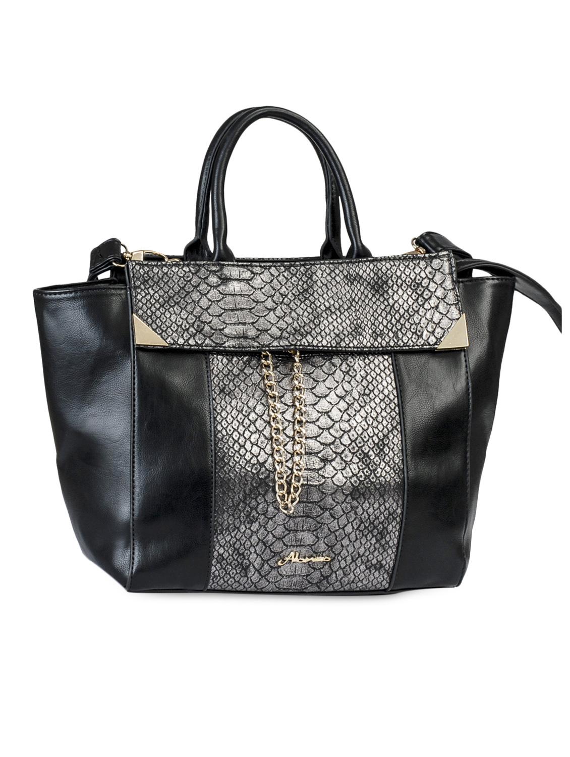 Crock Textured Black Hand Bag - Alonzo