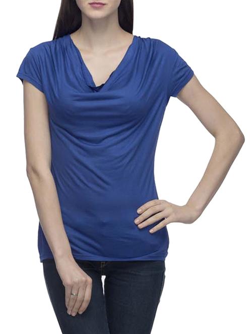 blue viscose crop top - 10411637 - Standard Image - 1
