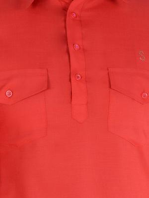 Red color kurta, pyjama and scarf set - 10433191 - Standard Image - 4