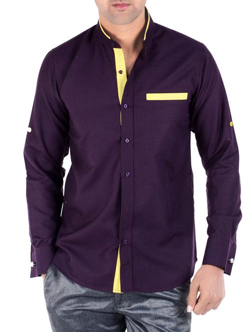 purple cotton casual shirt - 10437857 - Standard Image - 1