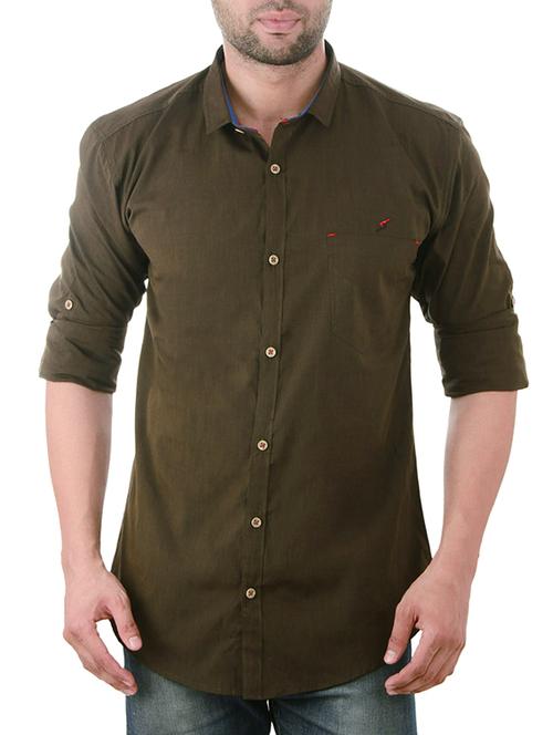green cotton casual shirt - 10454760 - Standard Image - 1