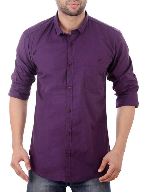 purple cotton casual shirt - 10454764 - Standard Image - 1
