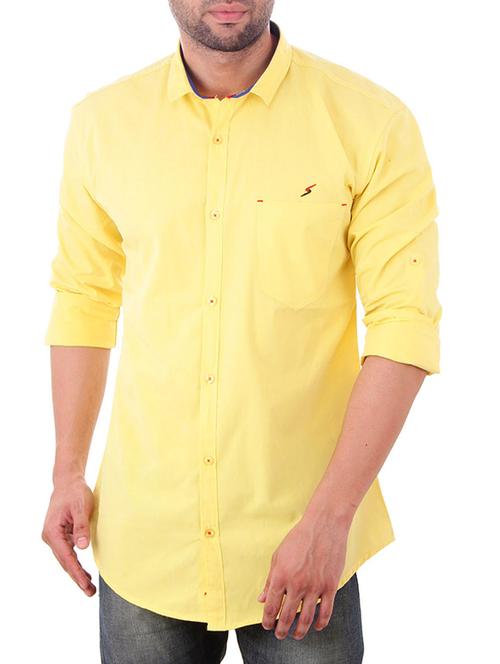yellow cotton casual shirt - 10454767 - Standard Image - 1