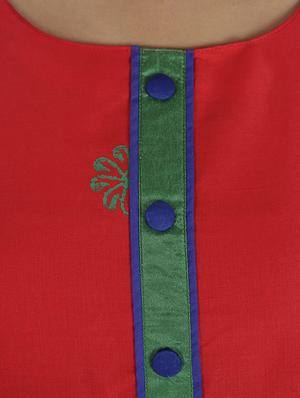 red cotton straight kurta - 10474183 - Standard Image - 4