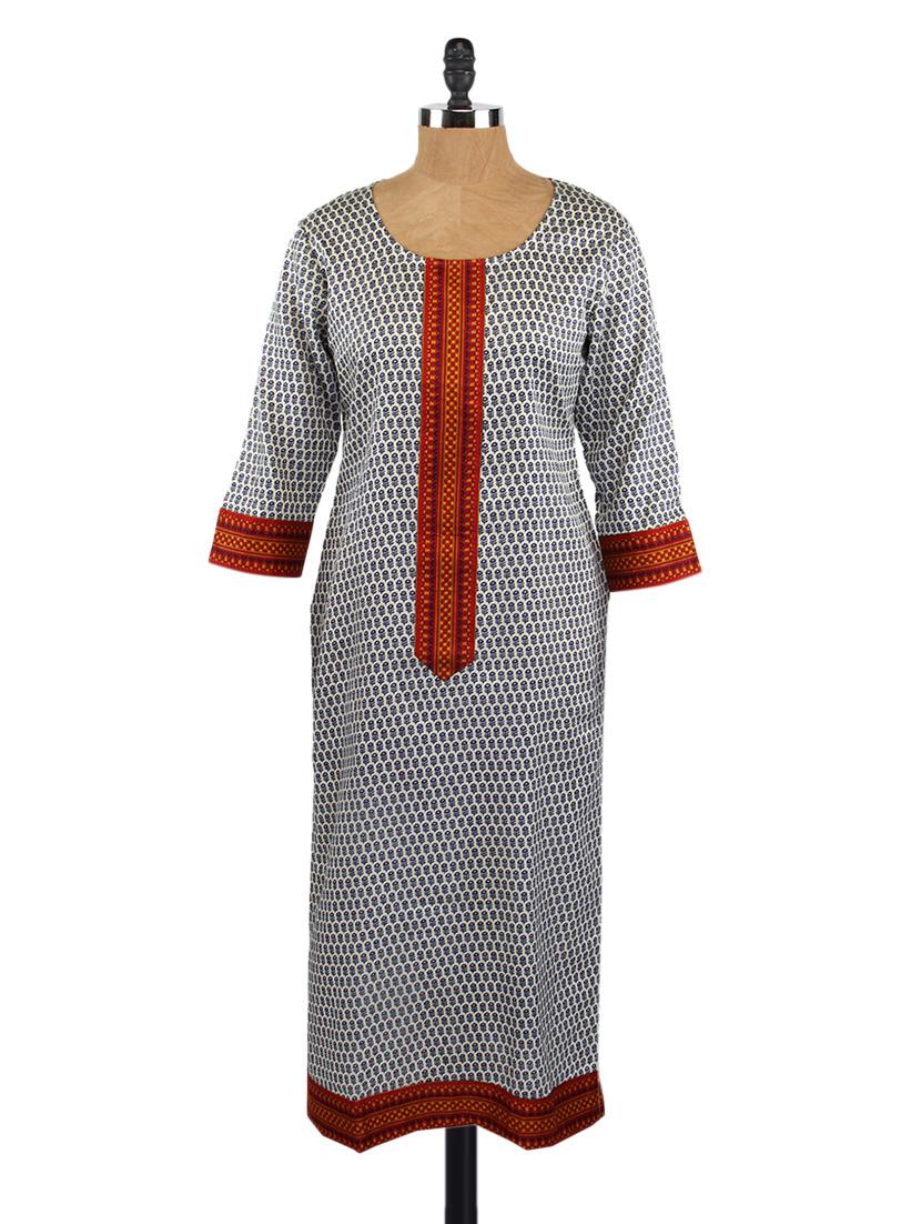 Round Neck Printed Kurta - Fashion205