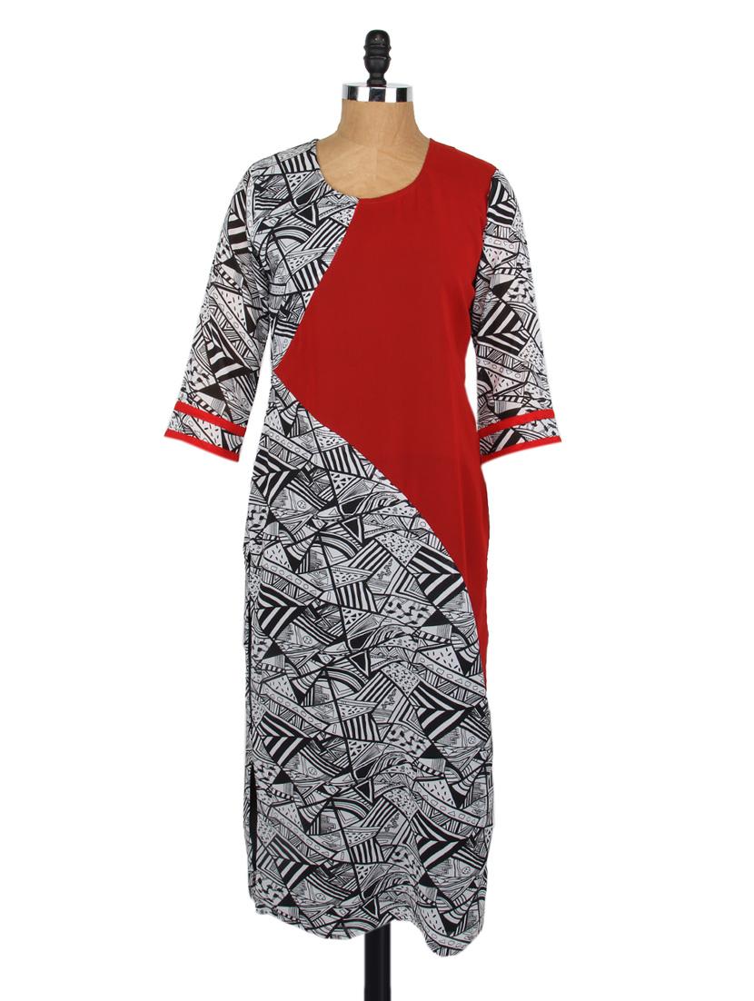 Round Neck Quarter Sleeves Georgette Kurta - Fashion205