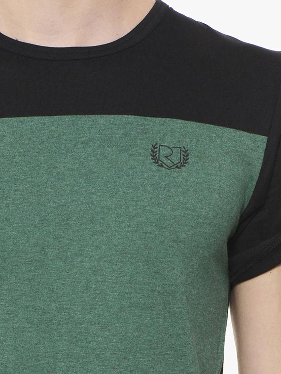Black cotton color block t-shirt - 10481299 - Zoom Image - 4