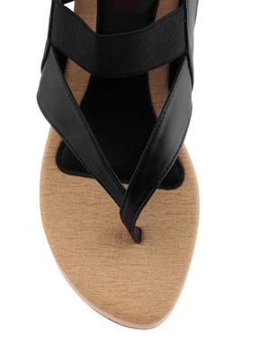 black leatherette wedges - 10502868 - Standard Image - 4