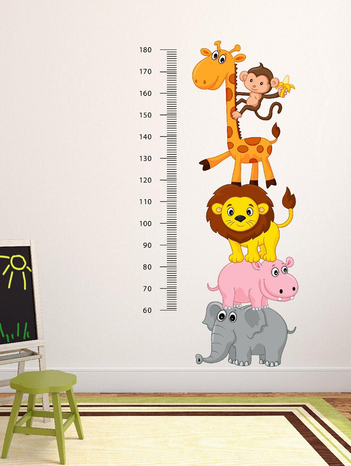 Meter Wall With Funny Cheerful Animals Multi Color Wall Stickers - By