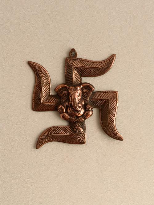 eCraftIndia Lord Ganesha on Swastik Metal Wall Hanging - 10512945 - Standard Image - 1