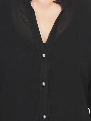 black poly georgette shirt - 10536364 - Standard Image - 4