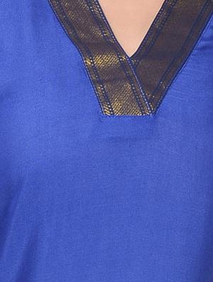 blue viscose straight kurta - 10537979 - Standard Image - 4