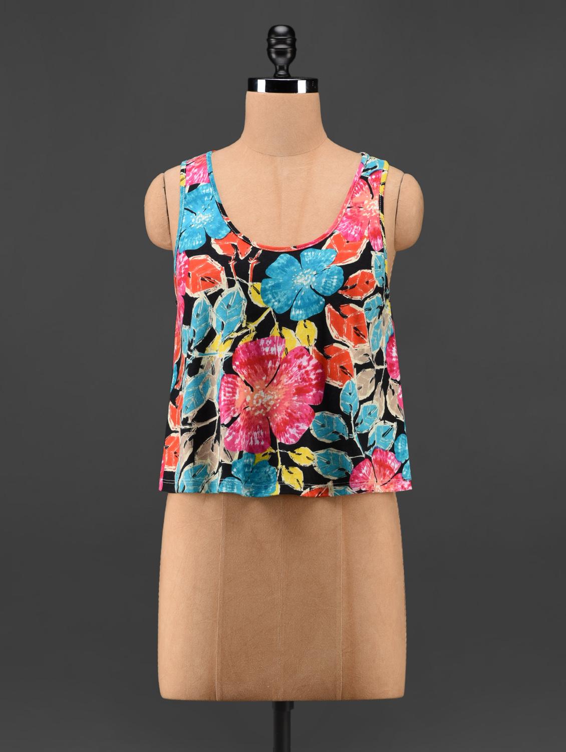 Floral Print Sleeveless Viscose Top - Feyona