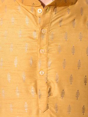yellow dupion printed long kurta - 10551781 - Standard Image - 4