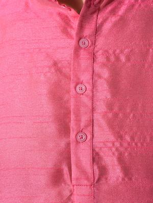 solid pink dupion kurta - 10551782 - Standard Image - 4