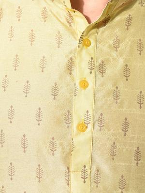 golden dupion block print kurta - 10551784 - Standard Image - 4