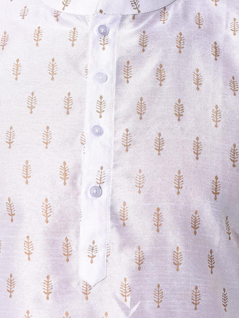 white dupion printed long kurta - 10551787 - Zoom Image - 4