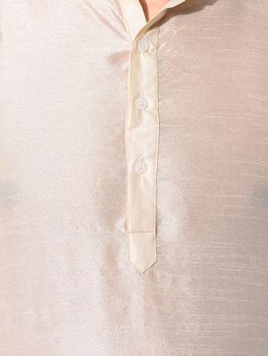 solid cream dupion kurta - 10551793 - Standard Image - 4