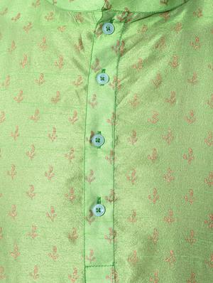 green dupion block print kurta - 10551794 - Standard Image - 4