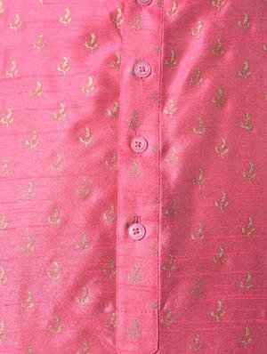 pink dupion block print kurta - 10551797 - Standard Image - 4