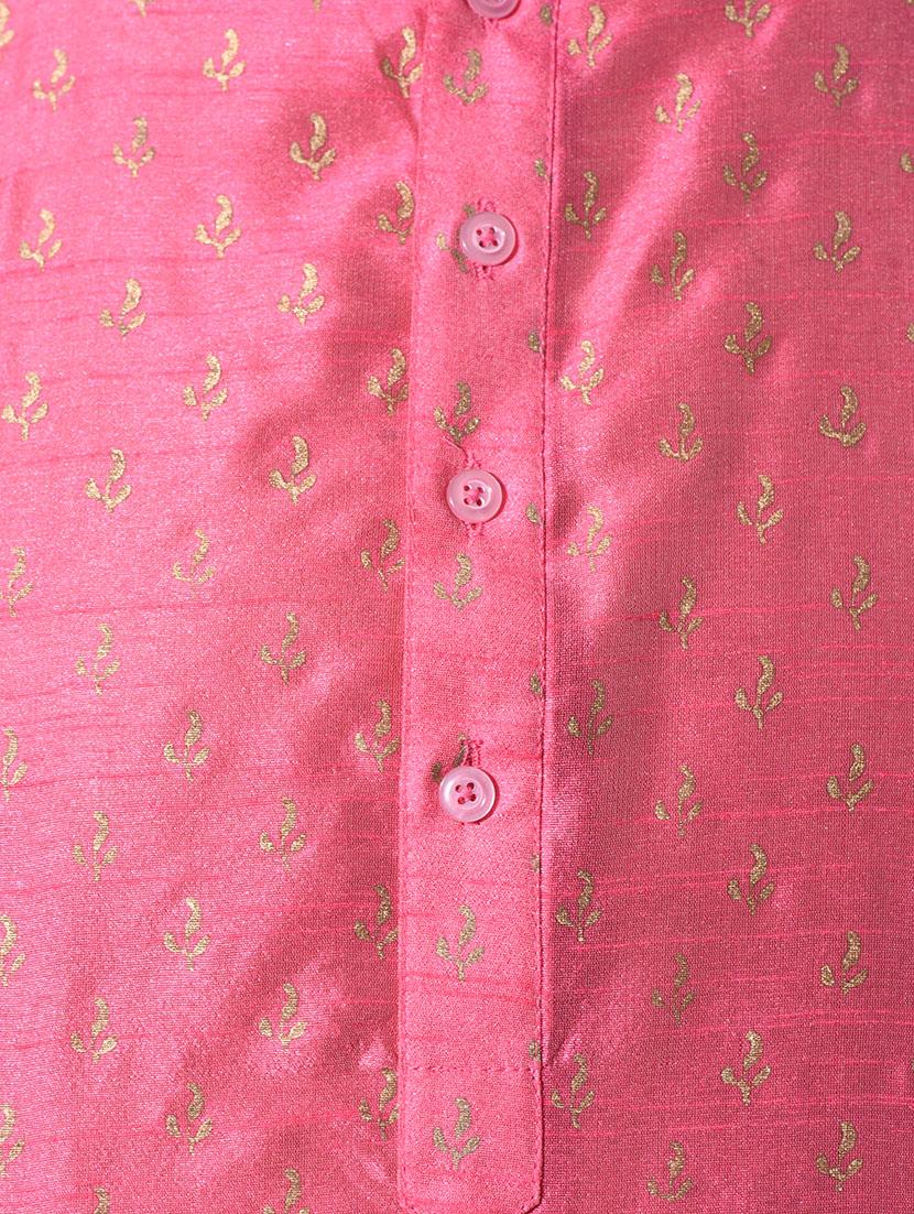 pink dupion block print kurta - 10551797 - Zoom Image - 4