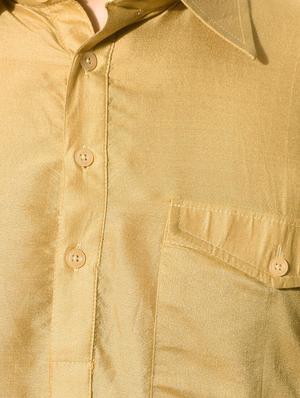 gold cotton silk kurta pyjama set - 10551799 - Standard Image - 4