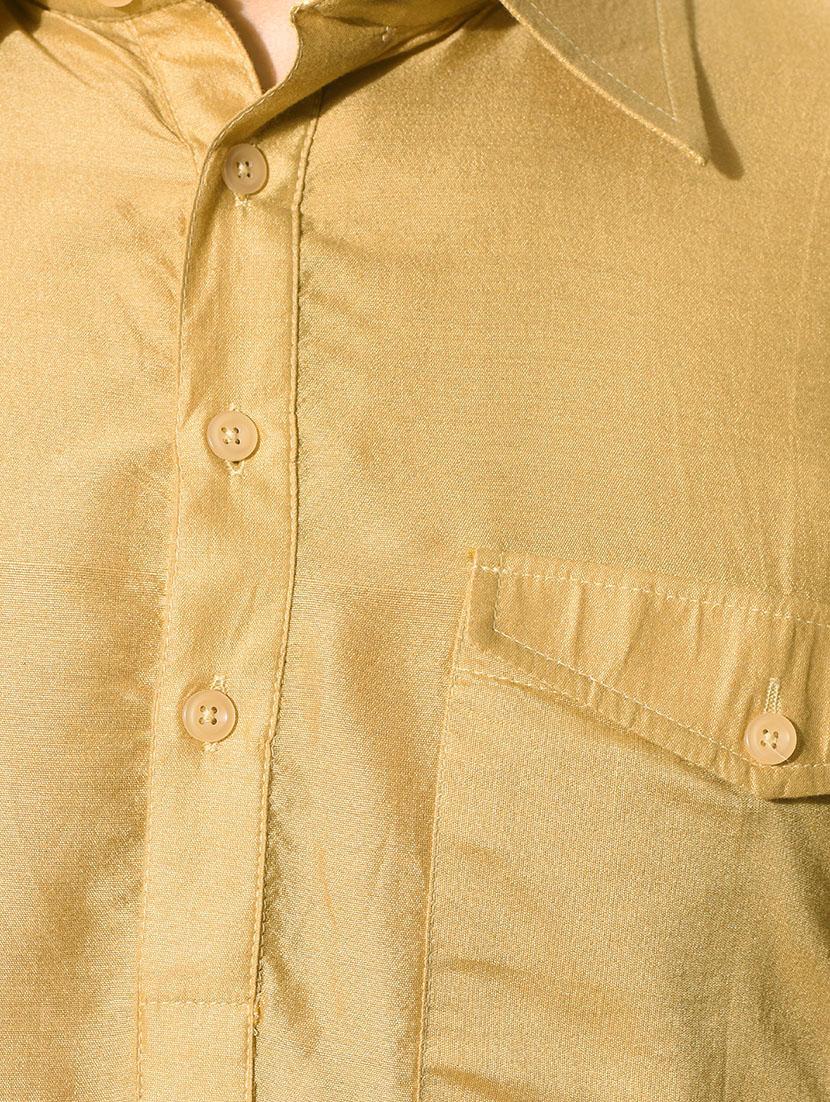 gold cotton silk kurta pyjama set - 10551799 - Zoom Image - 4
