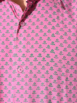 pink printed cotton silk casual shirt - 10551821 - Standard Image - 4