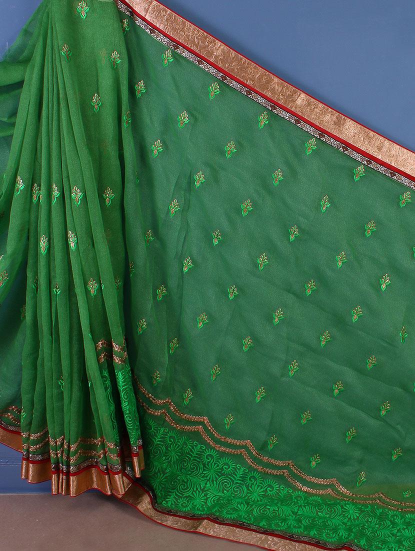 Art Silk Thread Embroidered Saree - Style Mania