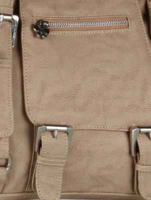 beige plain solid leatherette shoulder bag - 1055685 - Standard Image - 4