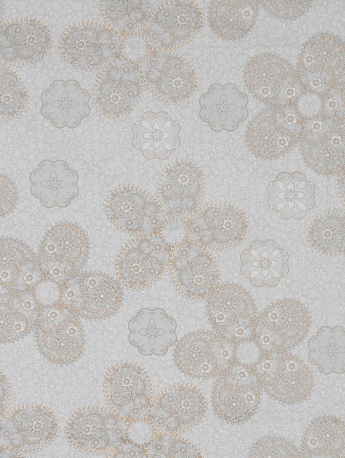White Base Gold Floral Print Single Bed Sheet - Silkworm