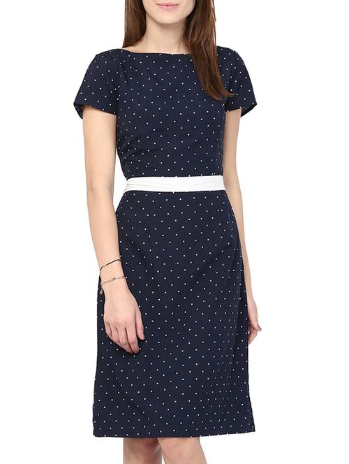 boat neck polka dot a-line dress - 10570548 - Standard Image - 1