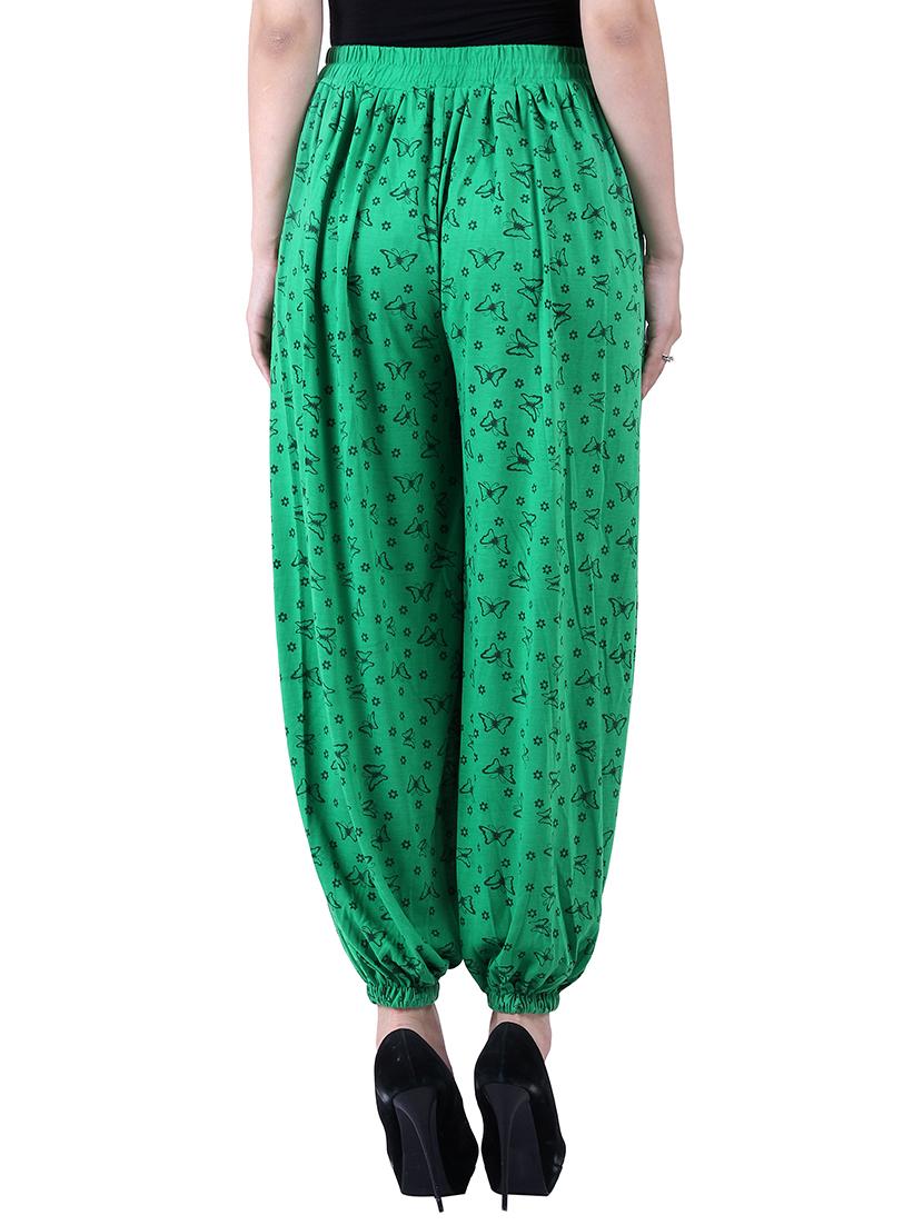 green & beige viscose harem pants - 10571588 - Zoom Image - 4