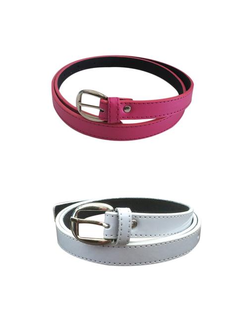 pink, white leatherette belt - 10589264 - Standard Image - 1