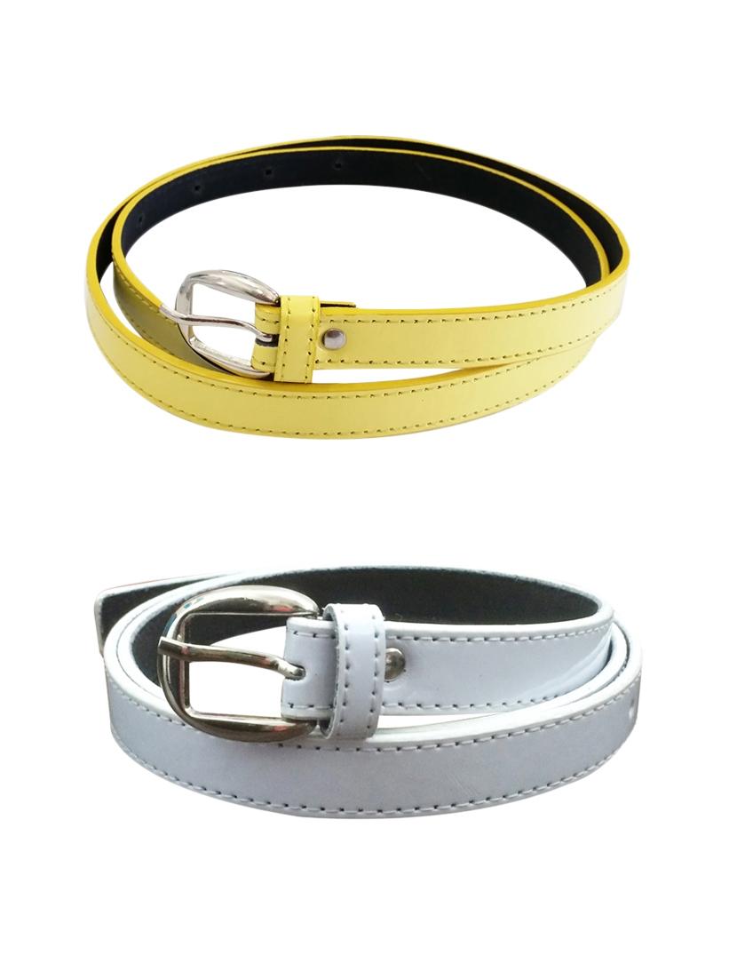 Yellow,white Leatherette Combos Belt - By