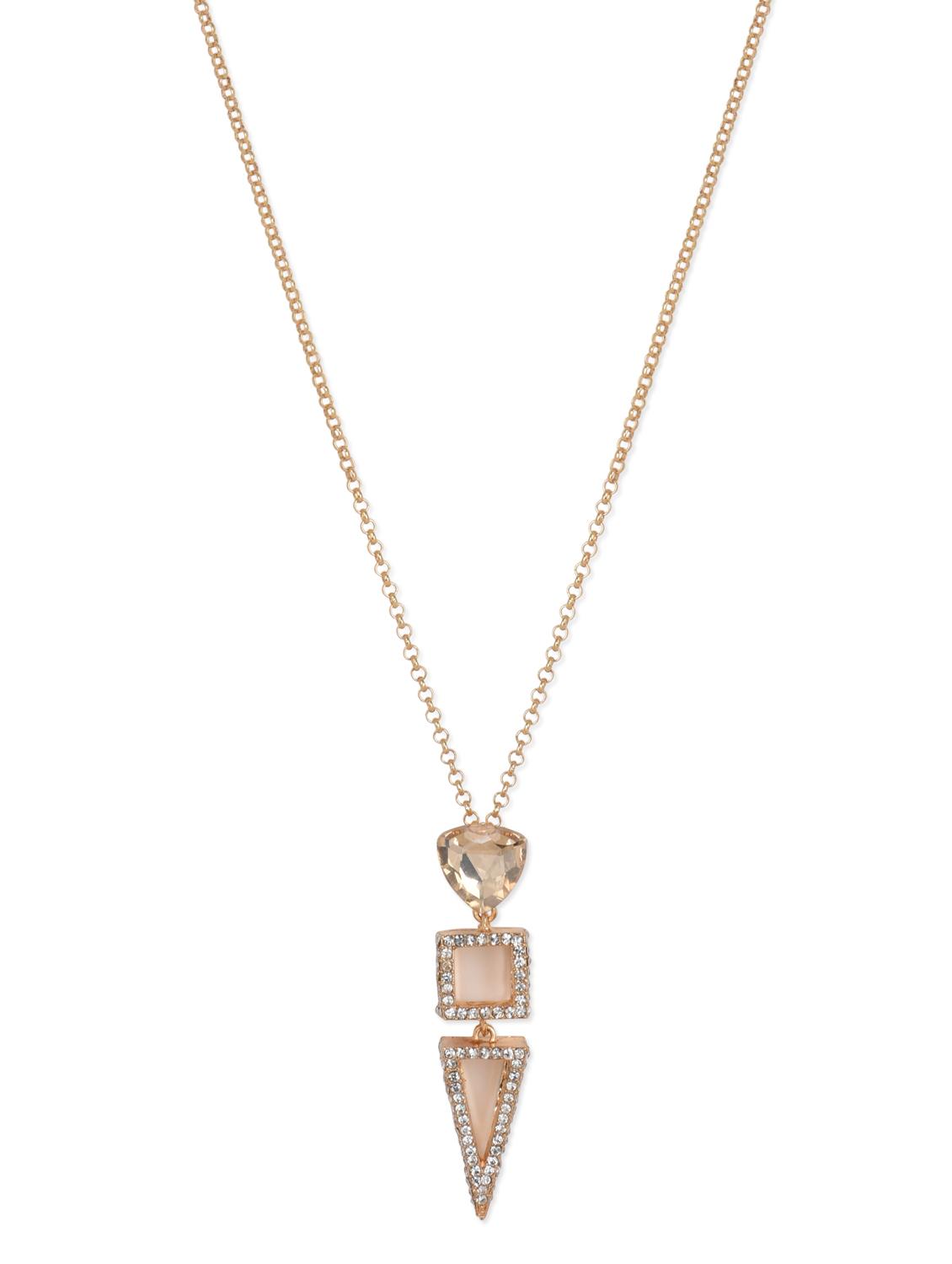 Crystal & Stone Studded Metal Alloy Necklace - Blueberry