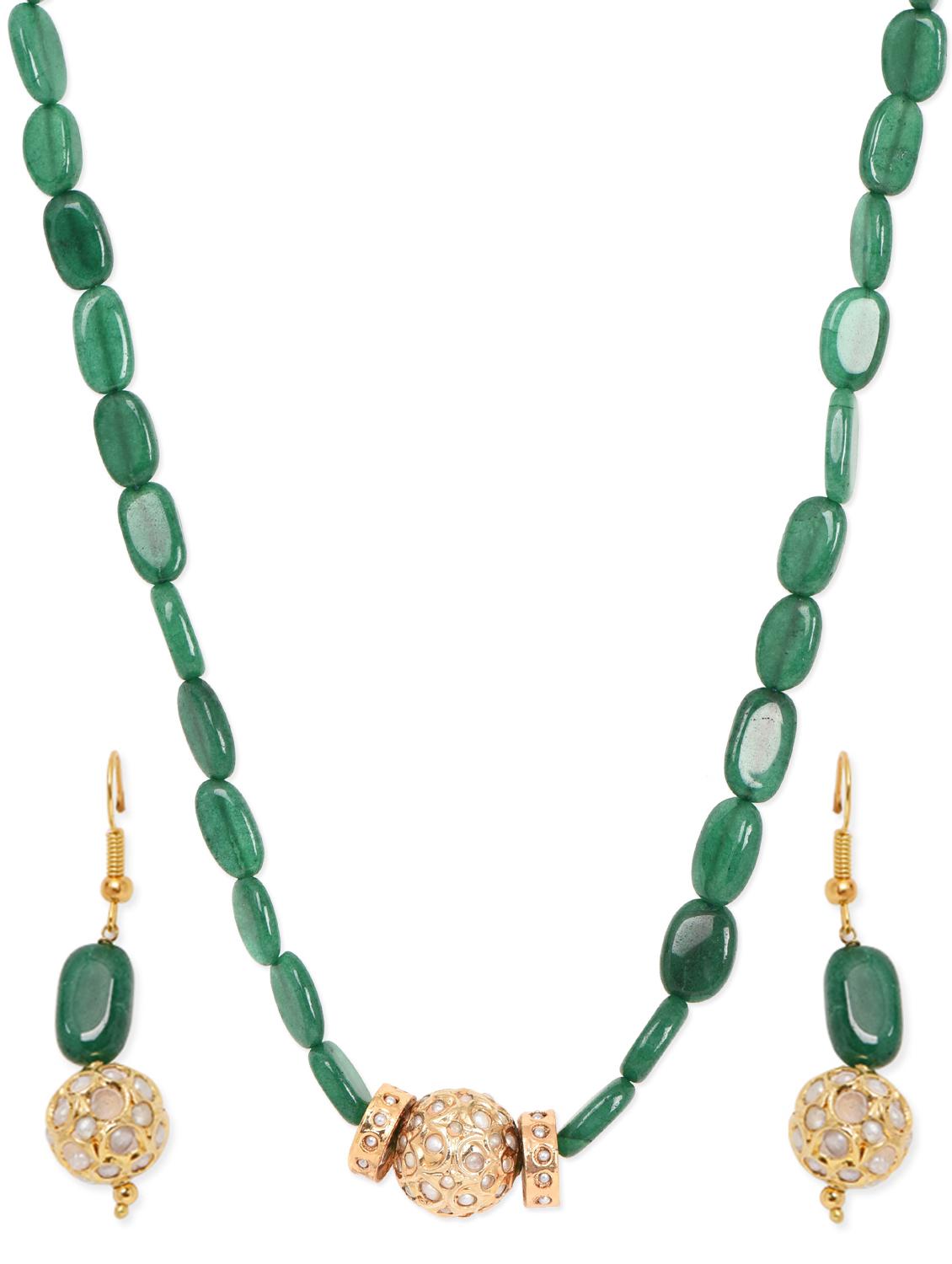 Green Metal Alloy & Stone Pendant Set - Art Mannia