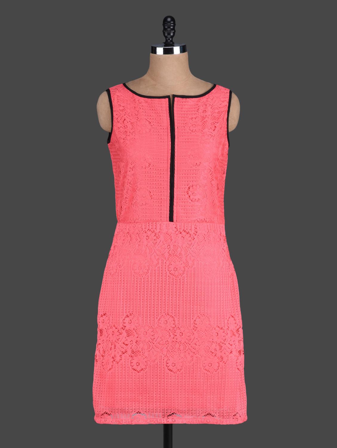 Coral Sleeveless Lace Dress - Eavan