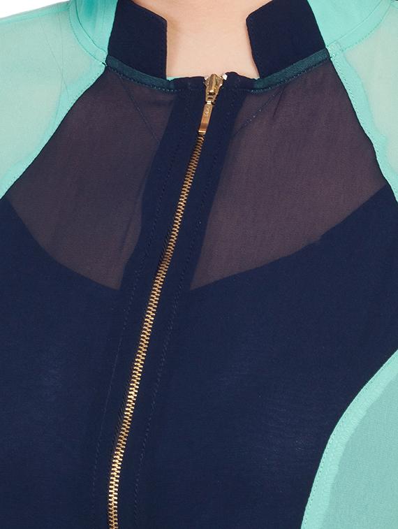 green solid georgette tunic - 10626604 - Zoom Image - 4