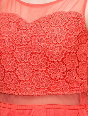 illusion neck gathered gown - 10648499 - Standard Image - 4