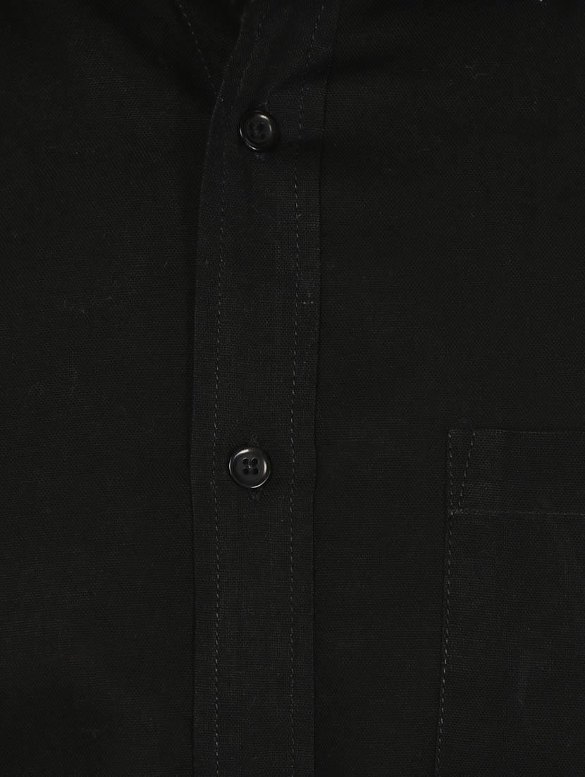 solid black cotton formal shirt - 10670050 - Zoom Image - 4