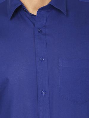 royal blue cotton casual shirt - 10670059 - Standard Image - 4