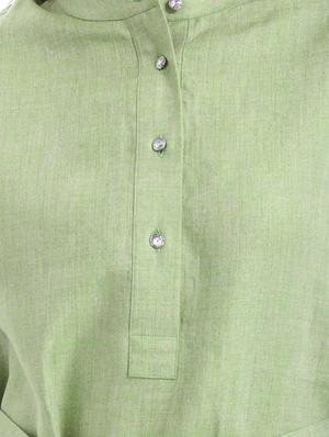 green linen dress - 10700559 - Standard Image - 4