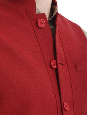 maroon linen jacket - 10700964 - Standard Image - 4