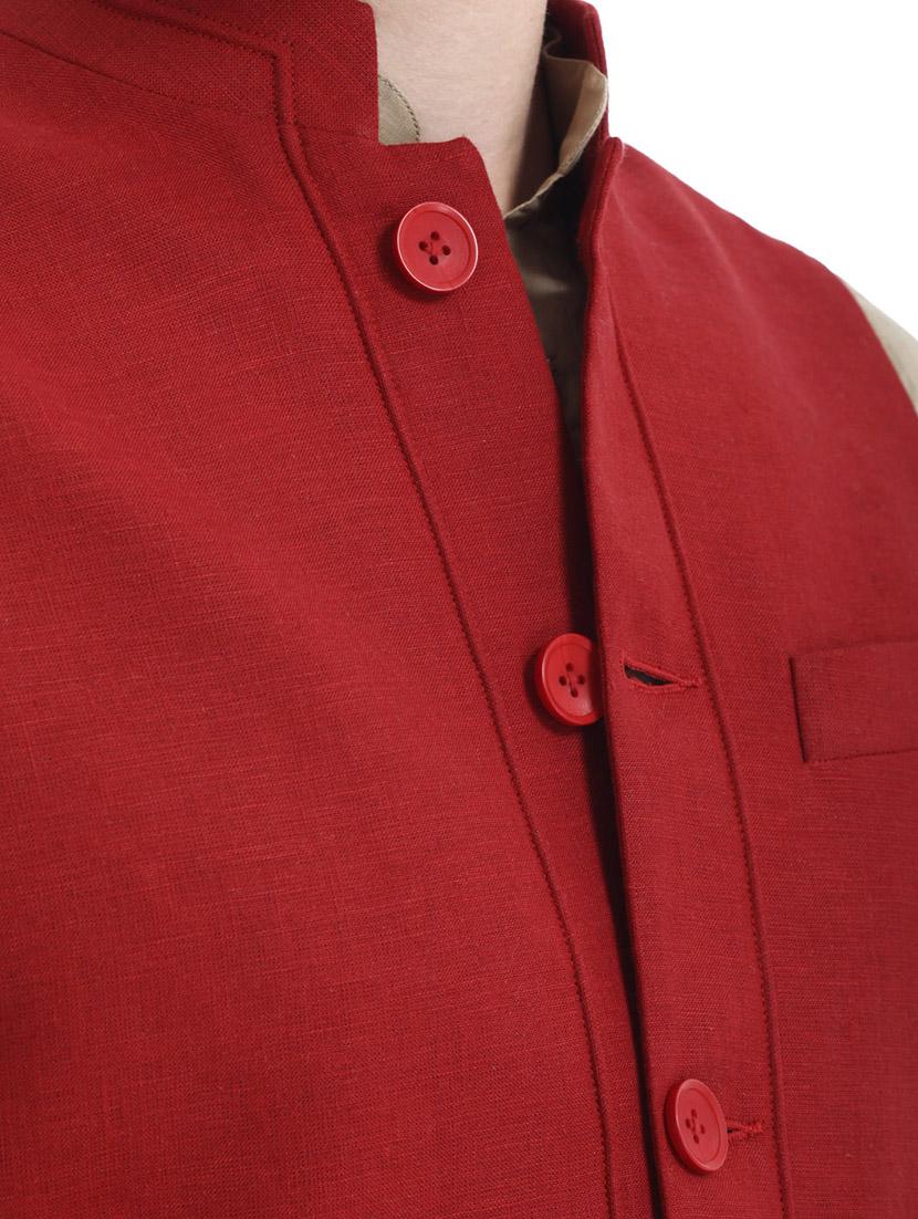 maroon linen jacket - 10700964 - Zoom Image - 4