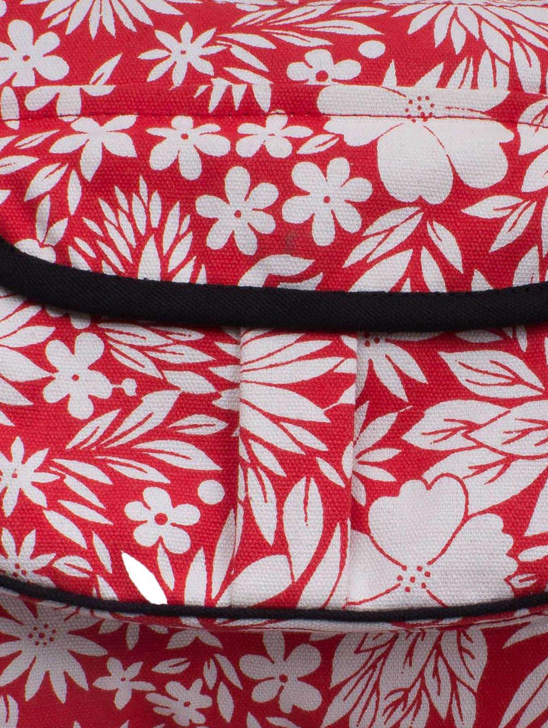 red and white canvas floral printed sling bag - 10701204 - Zoom Image - 4