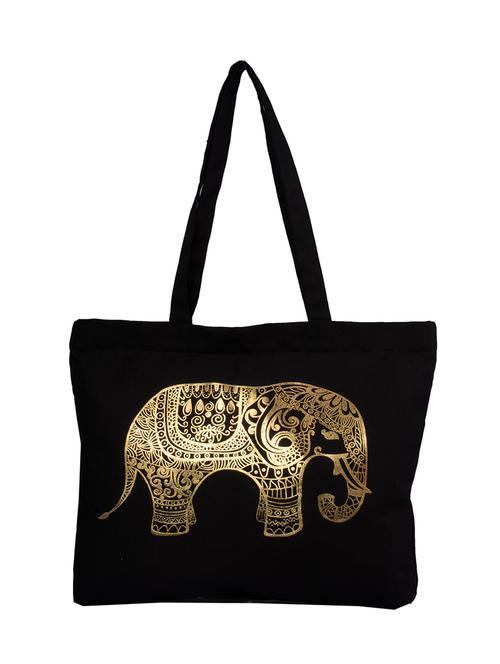 black printed canvas tote - 10701208 - Very Small Image - 1