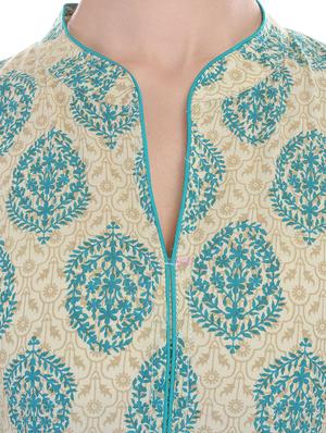 blue cotton kurta - 10710761 - Standard Image - 4