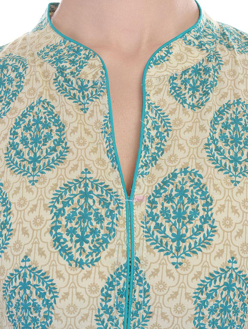 blue cotton kurta - 10710761 - Zoom Image - 4