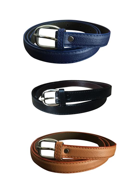Blue, Black, Beige Leatherette Combos Belt - By